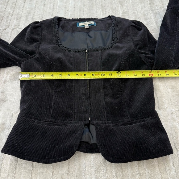 Moiselle Black Corduroy Sparkle Blazer Jacket Size 2 - Made in Italy - Picture 4 of 7
